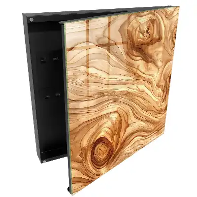 Dulapior pentru chei din lemn cu model abstract în tonuri calde