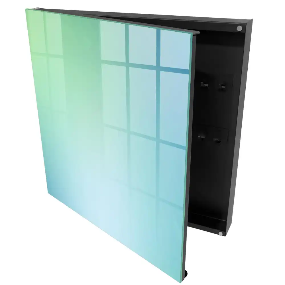 Casetă de chei cu model gradient în nuanțe de verde și albastru