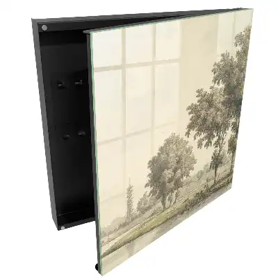 Dulăpior pentru chei cu design de parc atmosferic, pagodă și copaci