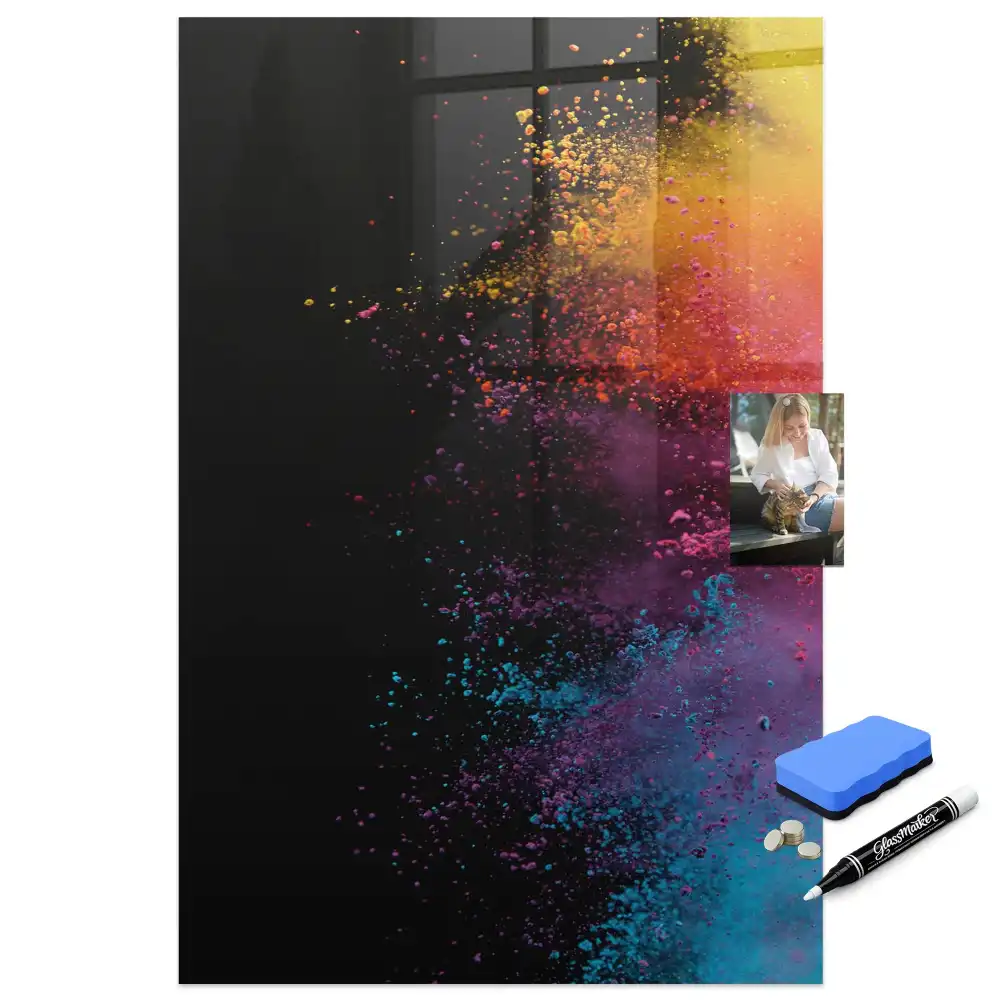 Tablă magnetică pentru scris cu cretă colorată