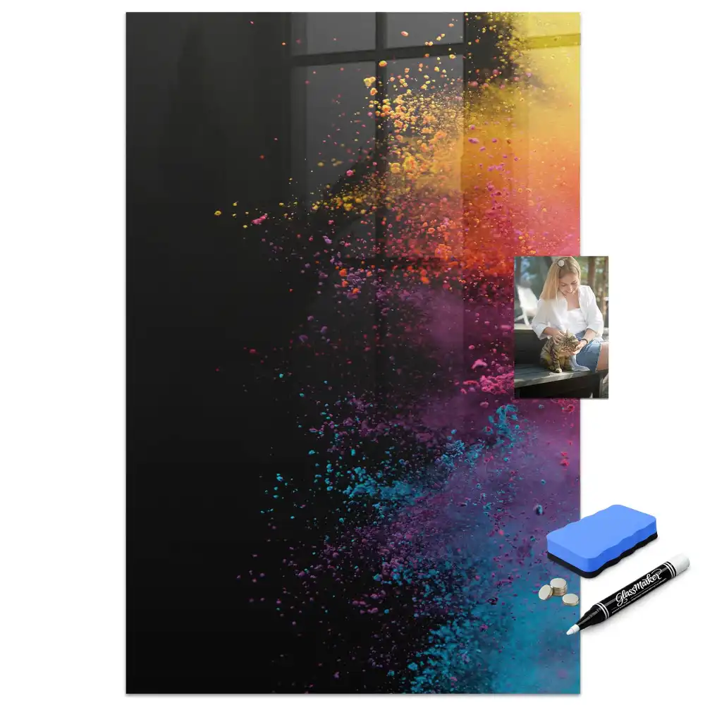 Tablă magnetică pentru scris cu cretă colorată