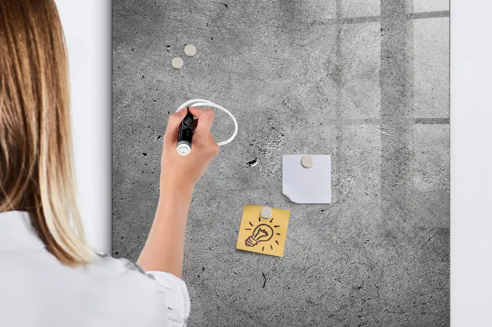 Tablă magnetică pentru scriere cu marker aspect beton