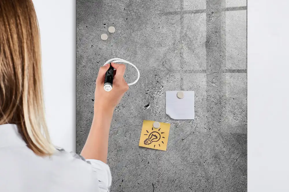 Tablă magnetică pentru scriere cu marker aspect beton