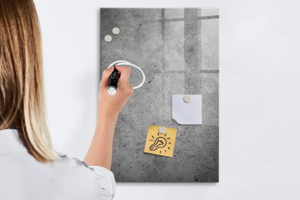 Tablă magnetică pentru scriere cu marker aspect beton