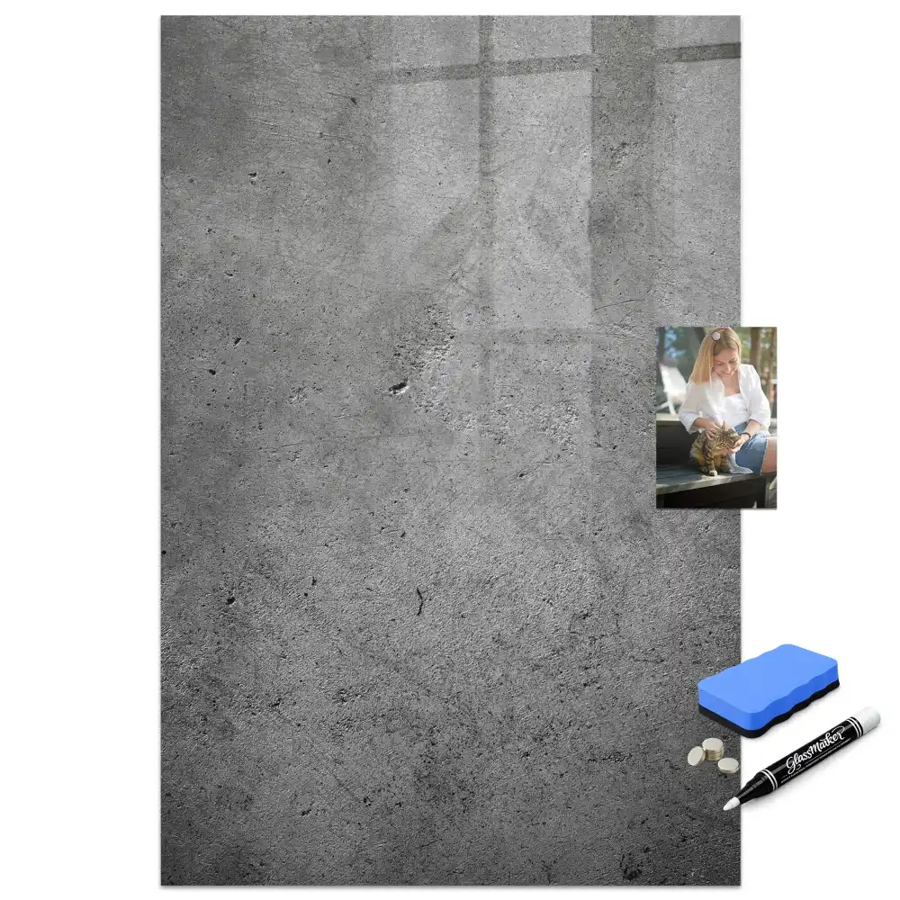Tablă magnetică pentru scriere cu marker aspect beton