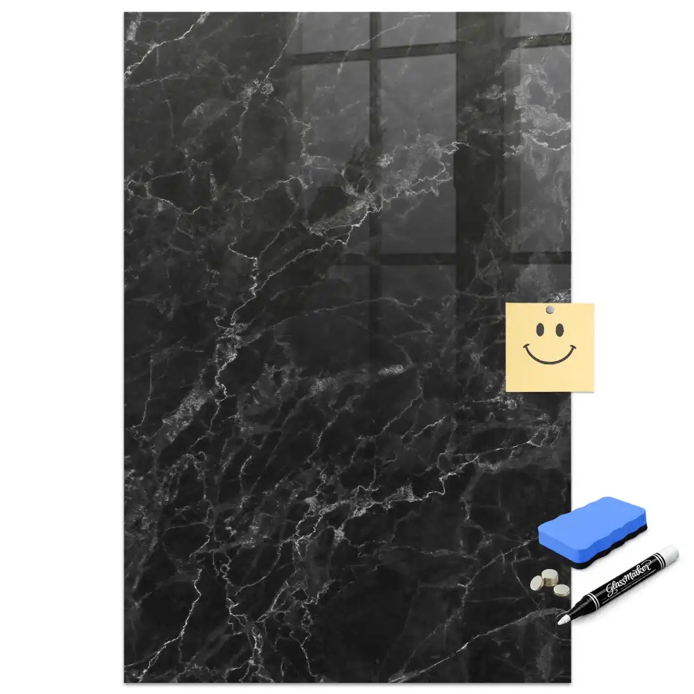 Tablă magnetică de scris cu design marmură neagră