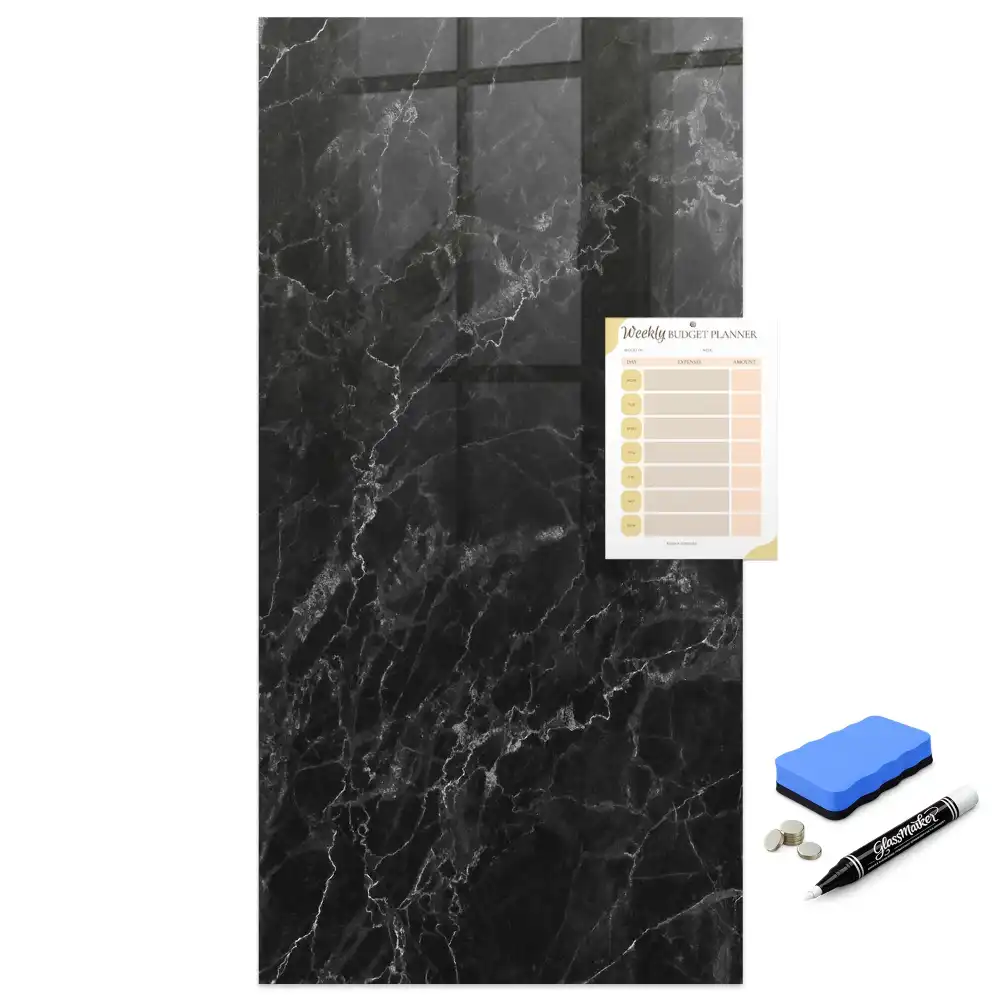 Tablă magnetică de scris cu design marmură neagră