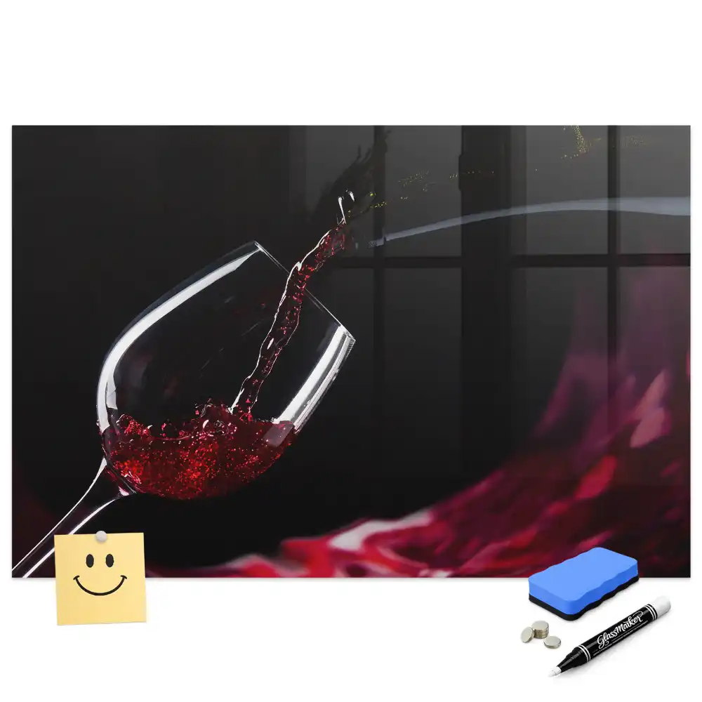 Tablă magnetică din sticlă cu model pahar de vin