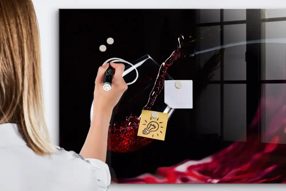 Tablă magnetică din sticlă cu model pahar de vin
