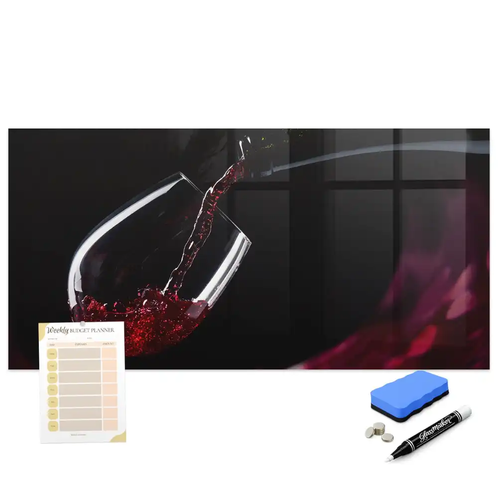 Tablă magnetică din sticlă cu model pahar de vin