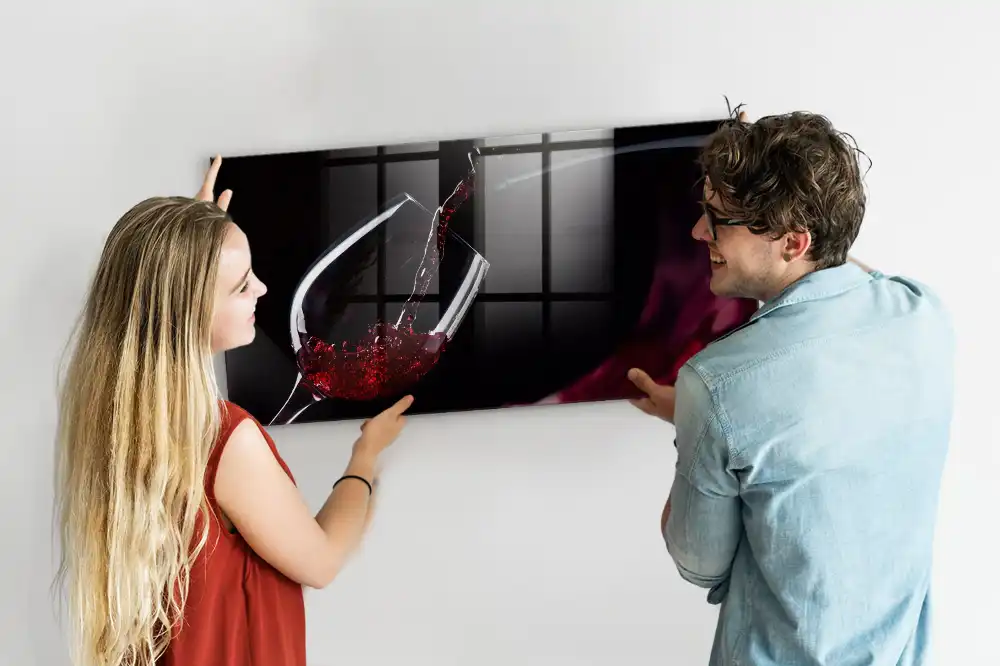 Tablă magnetică din sticlă cu model pahar de vin