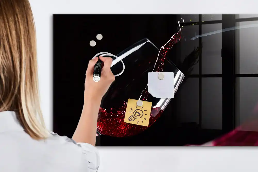 Tablă magnetică din sticlă cu model pahar de vin