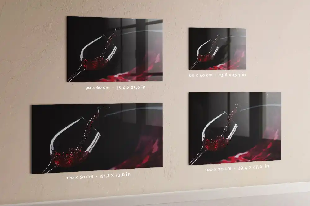 Tablă magnetică din sticlă cu model pahar de vin