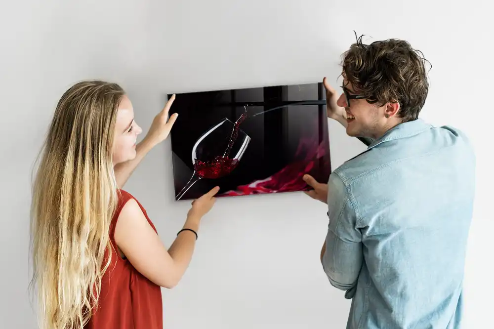 Tablă magnetică din sticlă cu model pahar de vin
