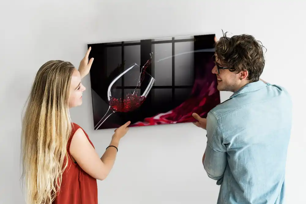 Tablă magnetică din sticlă cu model pahar de vin