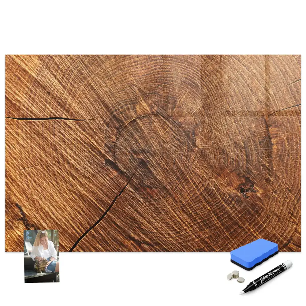 Tablă magnetică de perete cu ramă decorativă din lemn