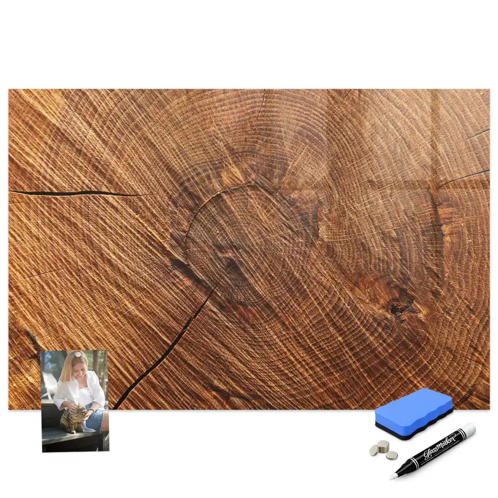 Tablă magnetică de perete cu ramă decorativă din lemn
