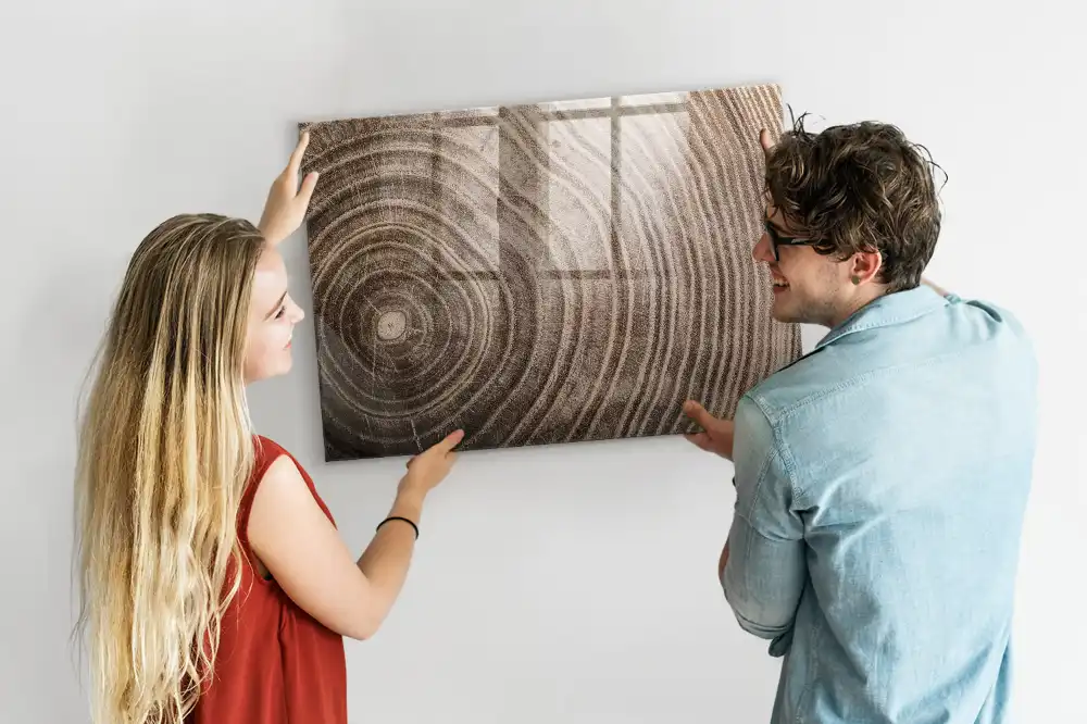 Tablă magnetică din sticlă cu design de trunchi de copac