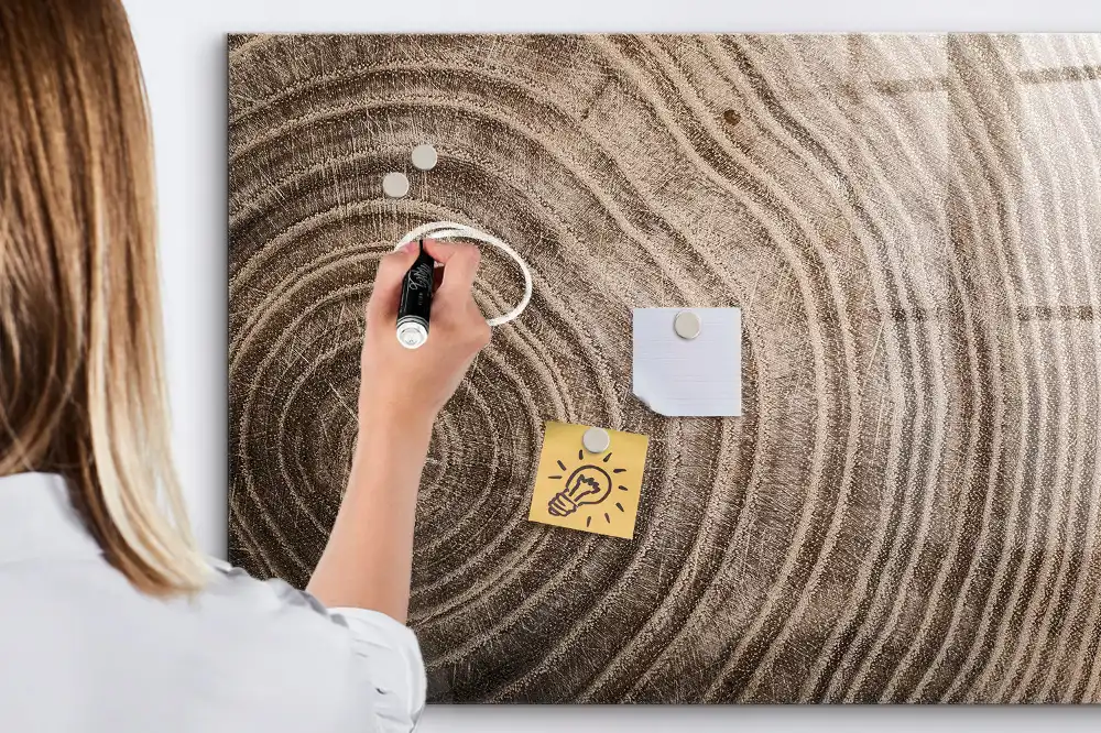 Tablă magnetică din sticlă cu design de trunchi de copac