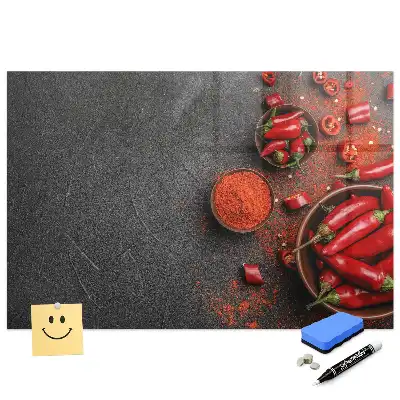 Tablă magnetică din sticlă cu design ardei iuți