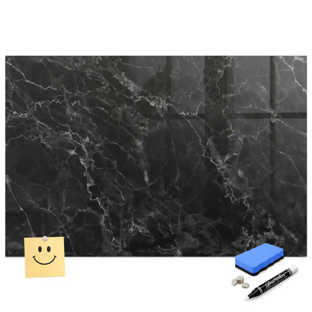 Tablă magnetică pentru marker cu design de marmură neagră