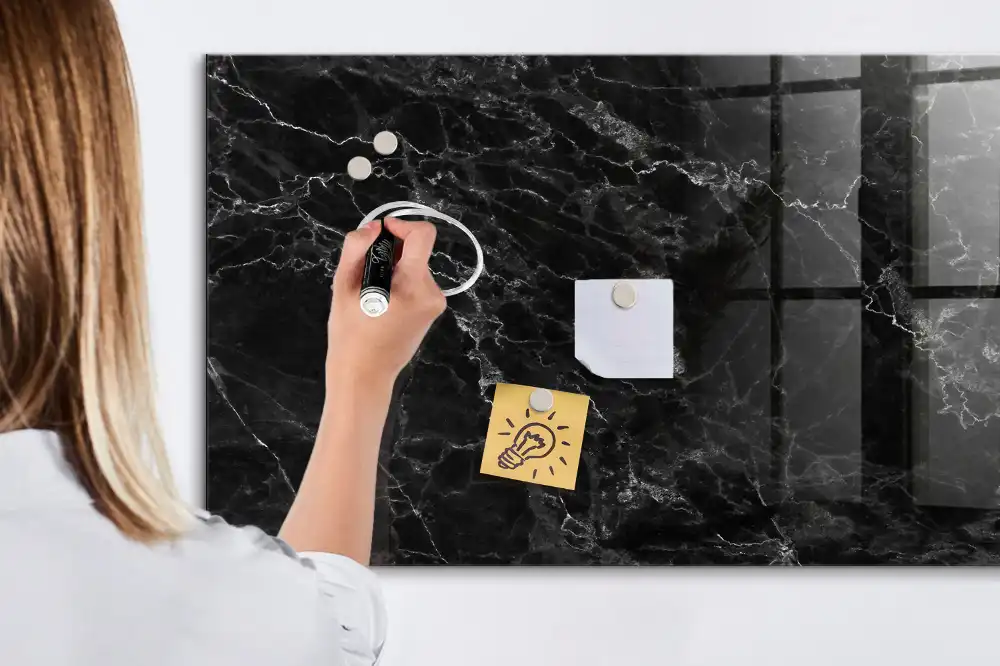 Tablă magnetică pentru marker cu design de marmură neagră