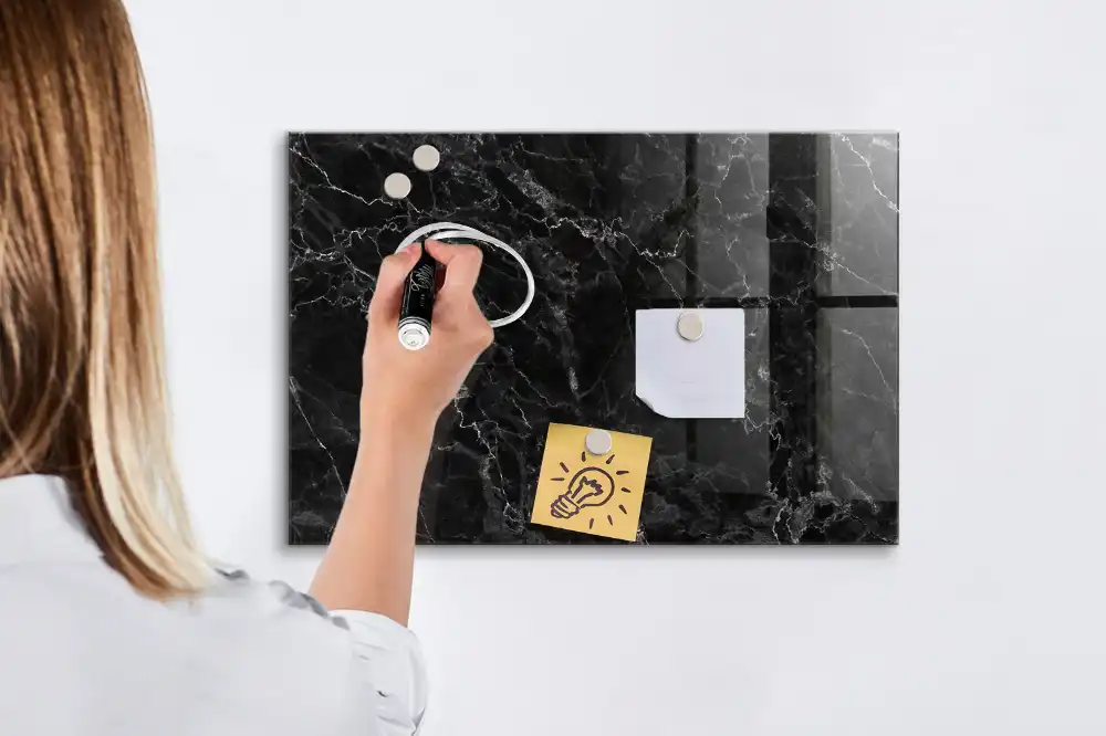 Tablă magnetică pentru marker cu design de marmură neagră