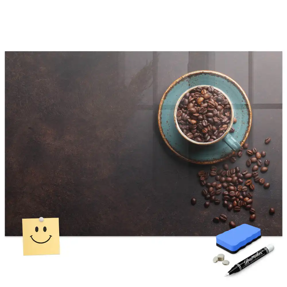 Tablă magnetică din sticlă cu design cafea aromatică