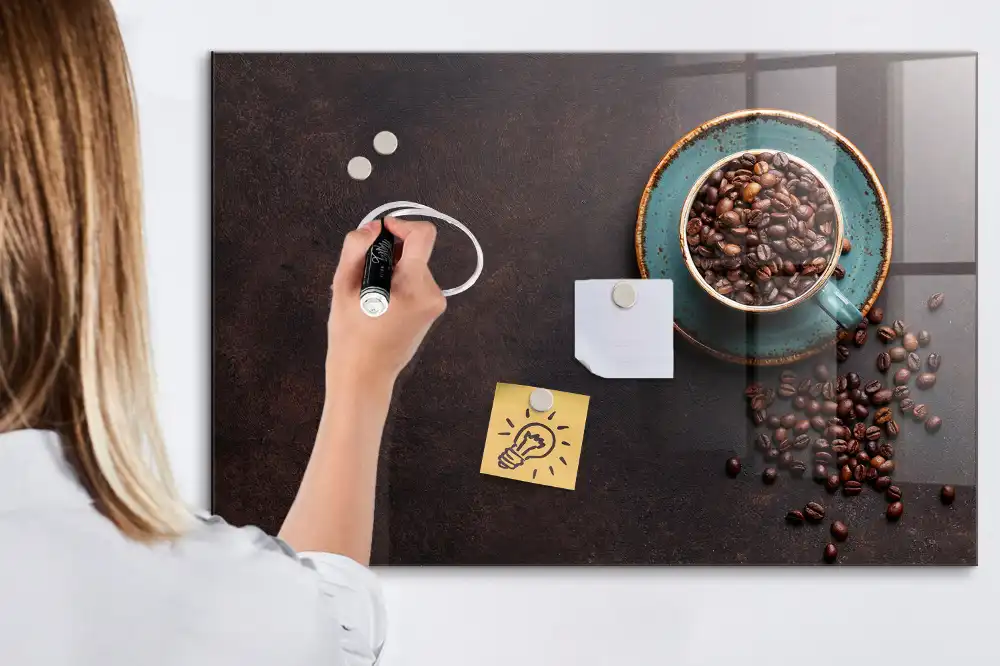 Tablă magnetică din sticlă cu design cafea aromatică