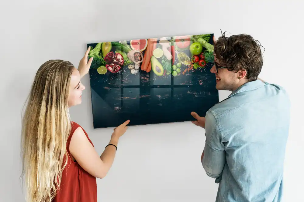 Tablă magnetică de perete cu imprimeu legume proaspete pe blat