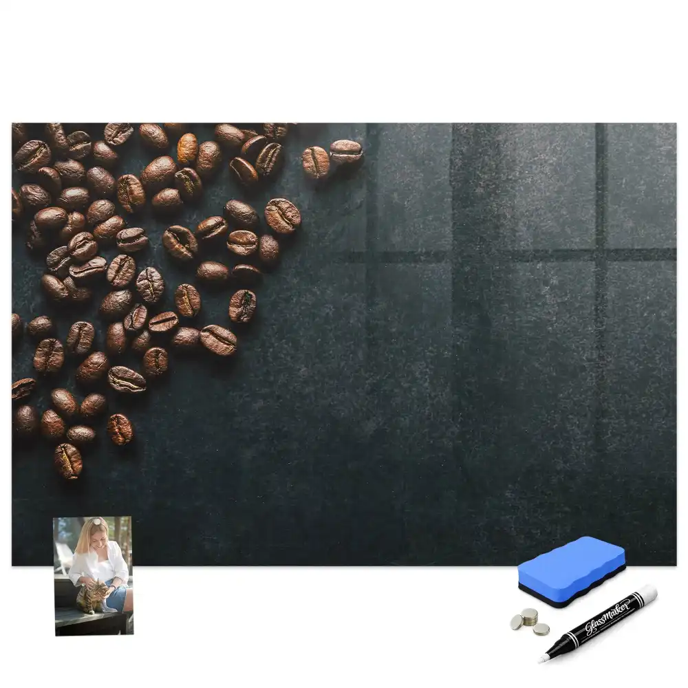 Tablă cu marker design cafea boabe