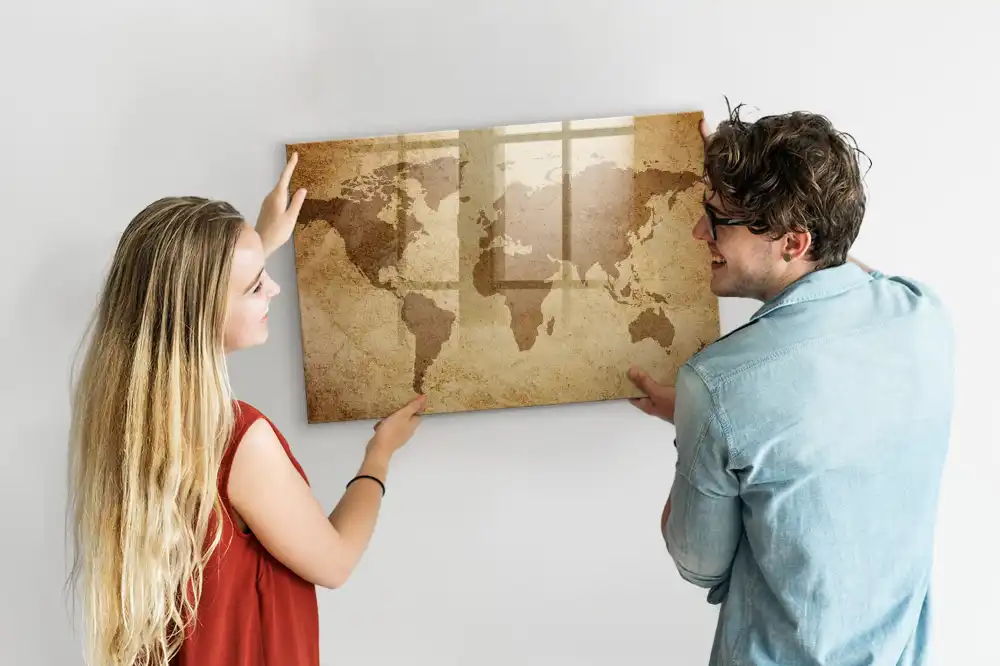Tablă magnetică de perete cu harta lumii veche