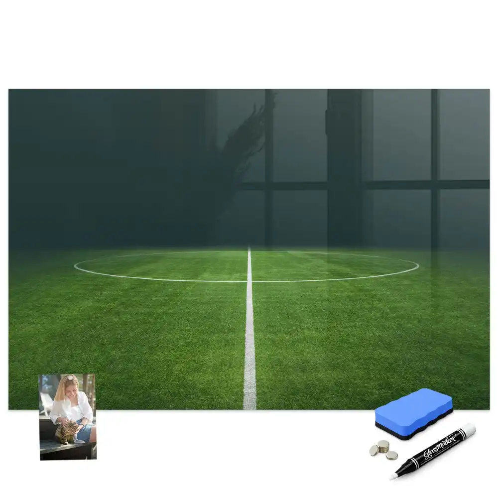 Tablă magnetică de perete cu design de gazon de fotbal