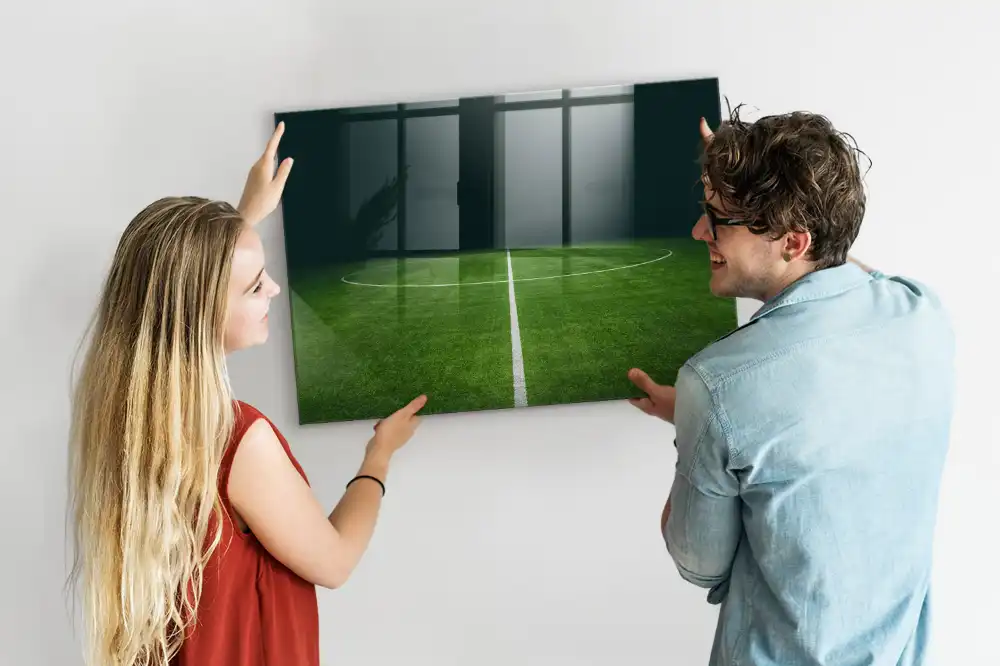 Tablă magnetică de perete cu design de gazon de fotbal