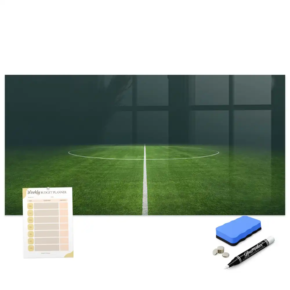 Tablă magnetică de perete cu design de gazon de fotbal