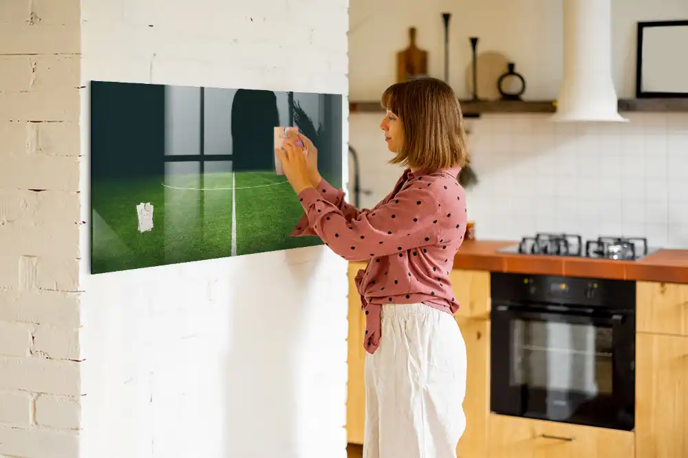 Tablă magnetică de perete cu design de gazon de fotbal