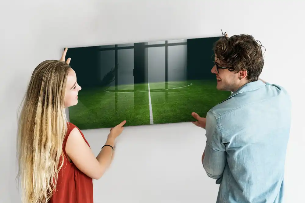 Tablă magnetică de perete cu design de gazon de fotbal