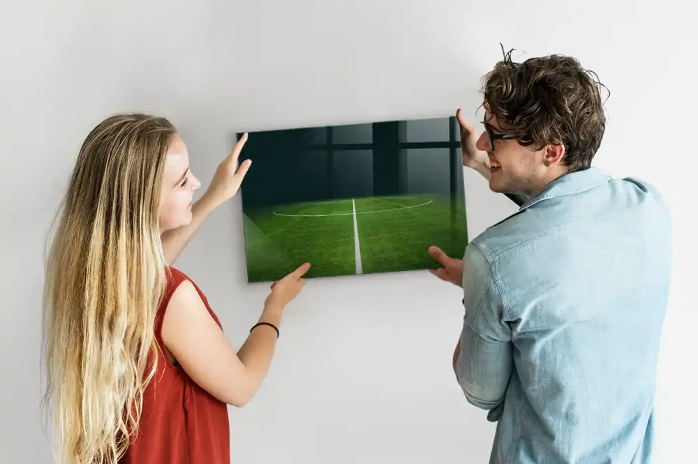 Tablă magnetică de perete cu design de gazon de fotbal