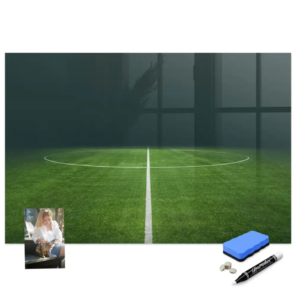 Tablă magnetică de perete cu design de gazon de fotbal