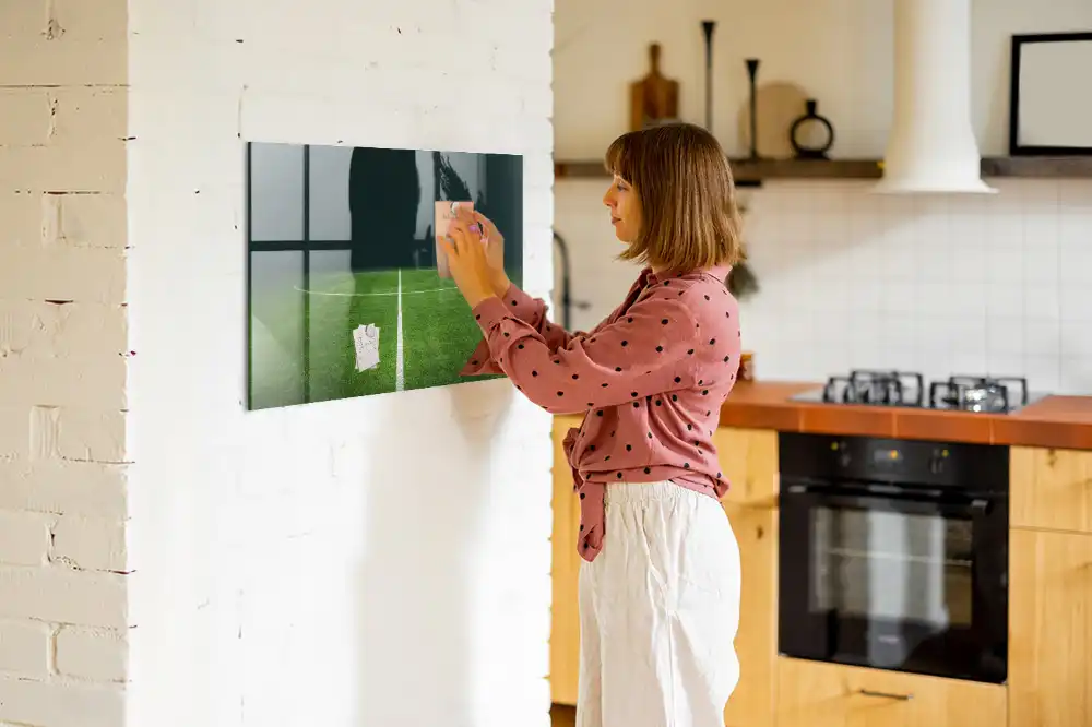 Tablă magnetică de perete cu design de gazon de fotbal