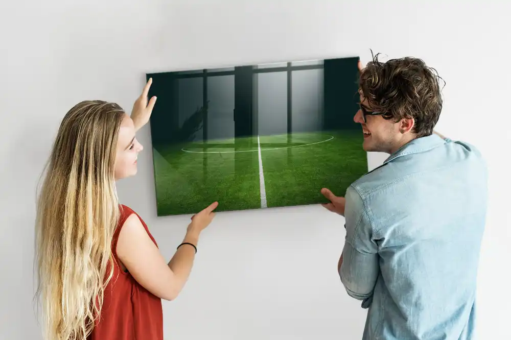 Tablă magnetică de perete cu design de gazon de fotbal