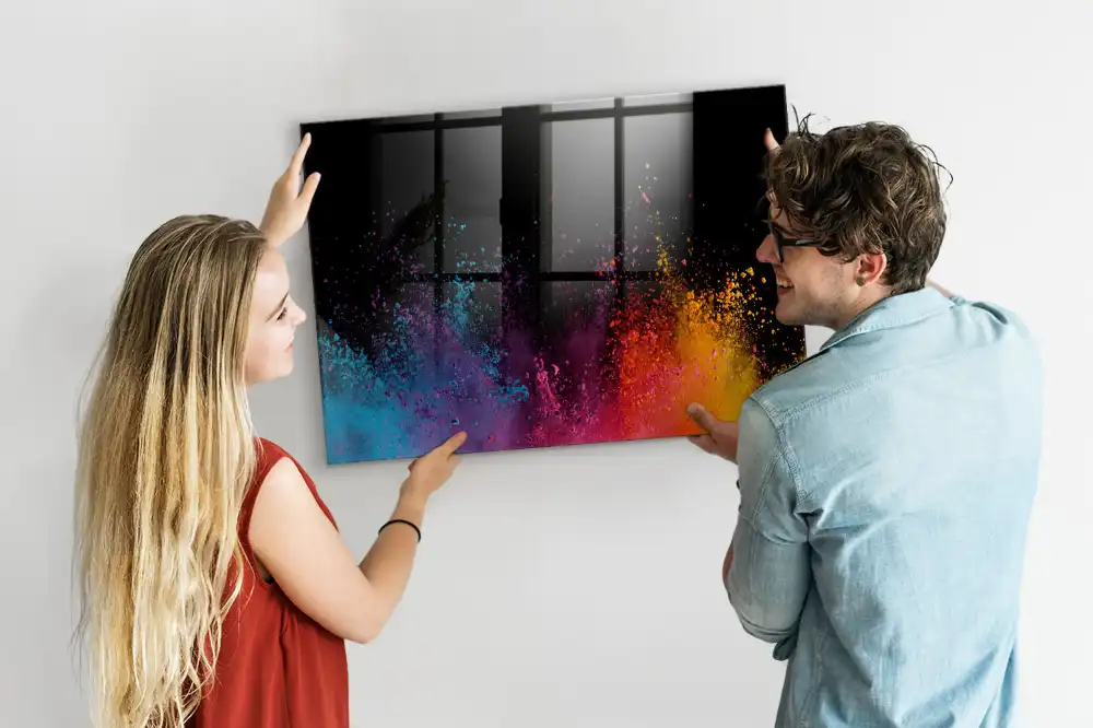 Tablă magnetică cu marker și design explozie colorată