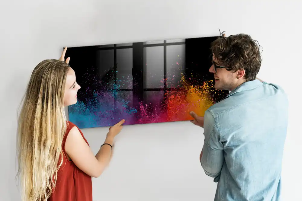 Tablă magnetică cu marker și design explozie colorată