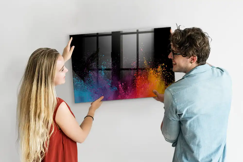 Tablă magnetică cu marker și design explozie colorată