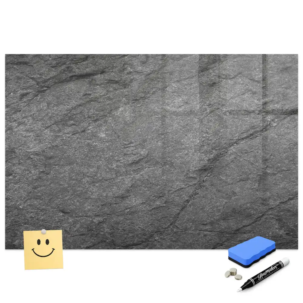 Tablă magnetică din sticlă cu aspect de rocă bazaltică