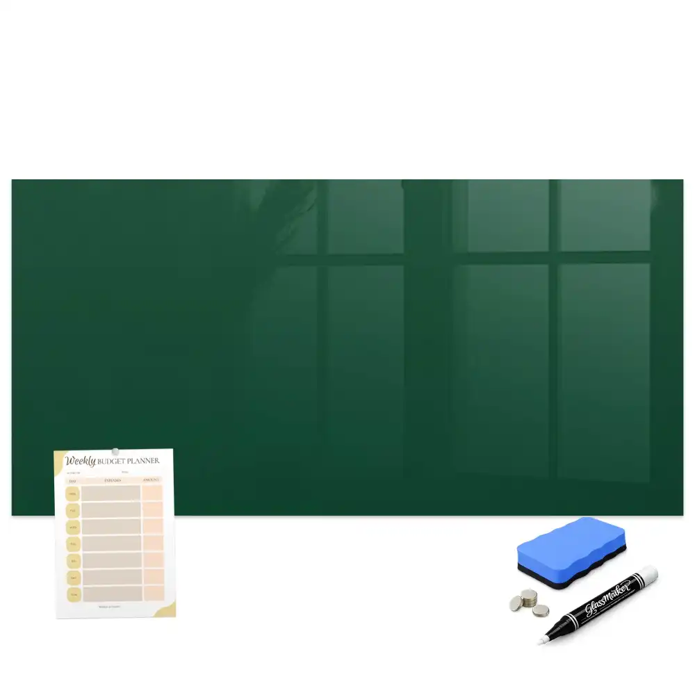 Tablă magnetică din sticlă de culoare verde