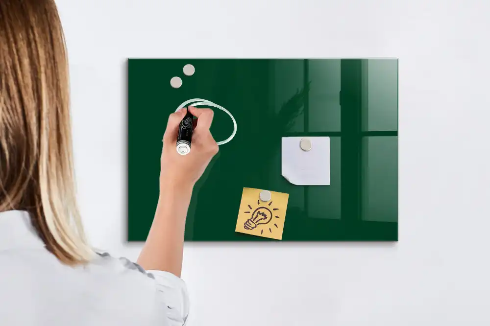 Tablă magnetică din sticlă de culoare verde