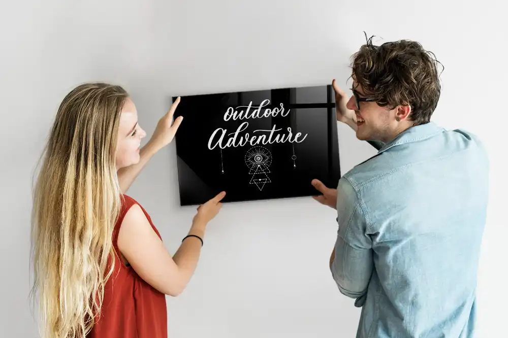 Tablă magnetică din sticlă cu design expediție montană