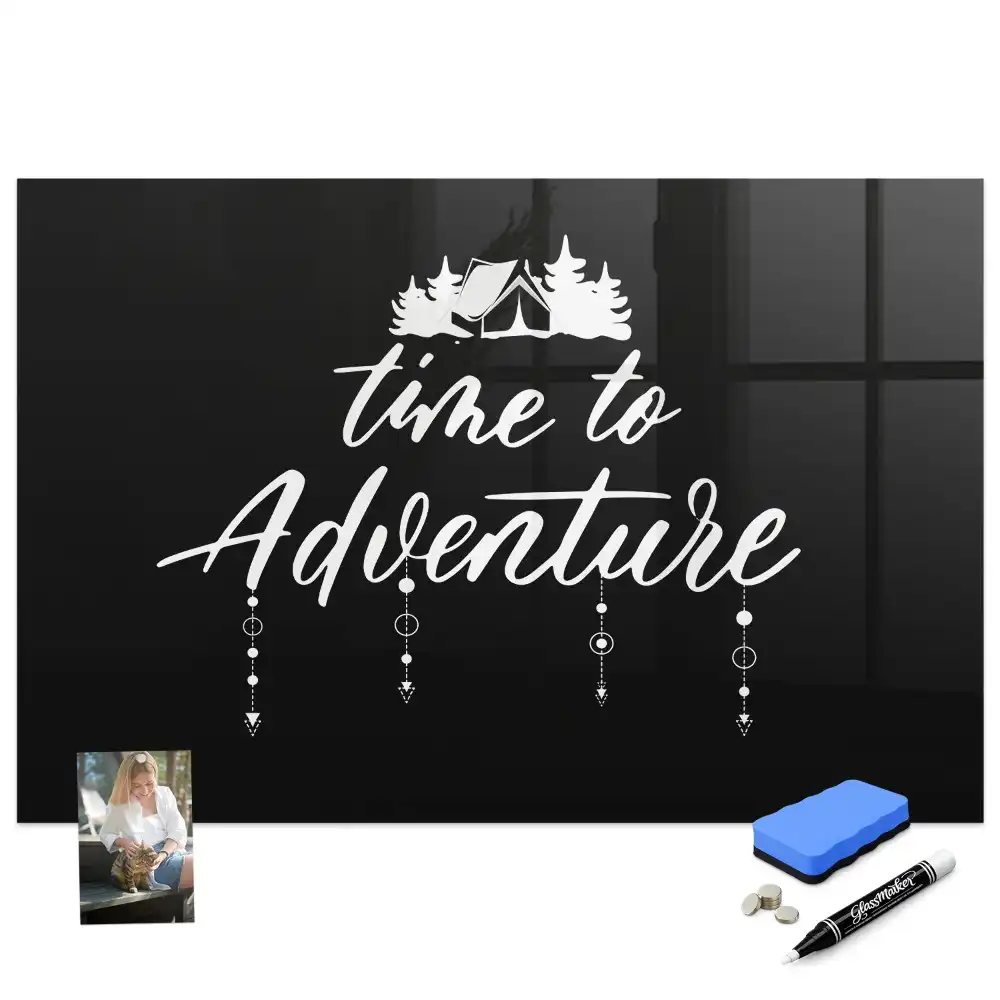 Tablă magnetică din sticlă Timp pentru aventură