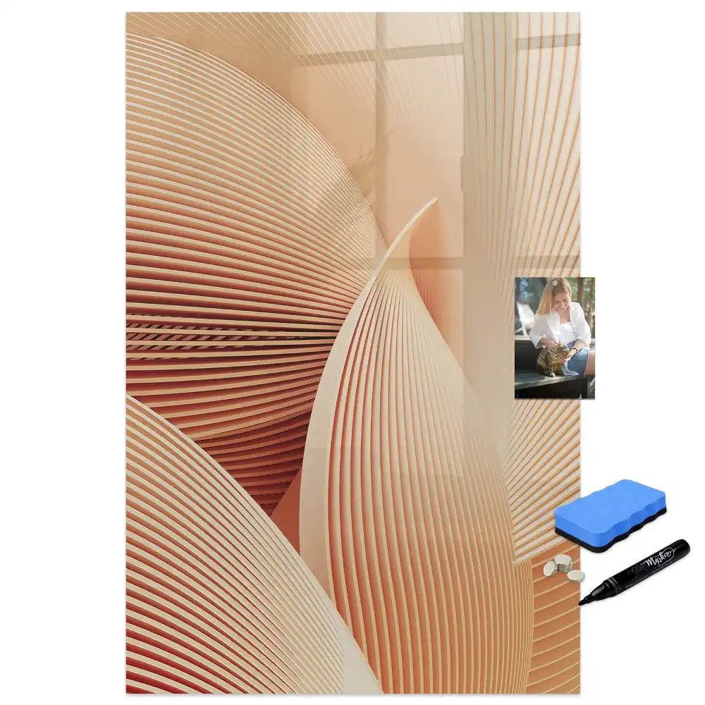 Tablă magnetică de scris cu model abstract ondulat
